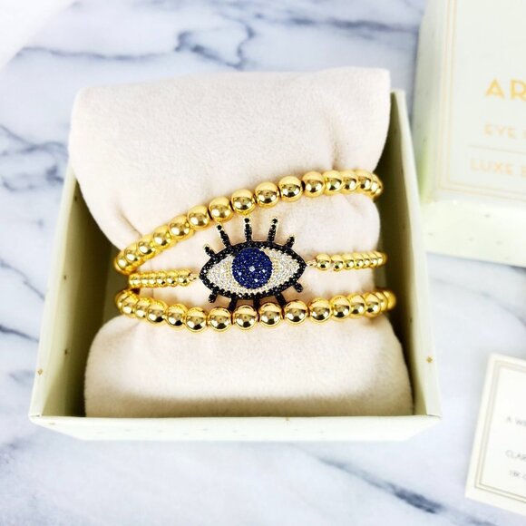 Goddess EYE Awakening GOLD Bead Bracelet Set‎ - Picture 1 of 7